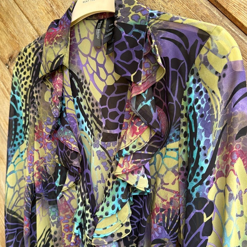 Bisou bisou sheer floral butterfly dress size small - Picture 4 of 5